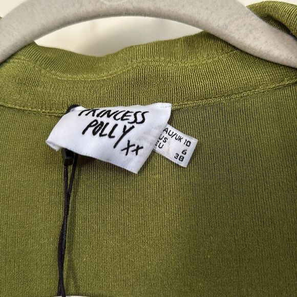 Princess Polly NWT Green Wrap Mini Dress Low Impact Stretch‎ Size 6 - Picture 4 of 8